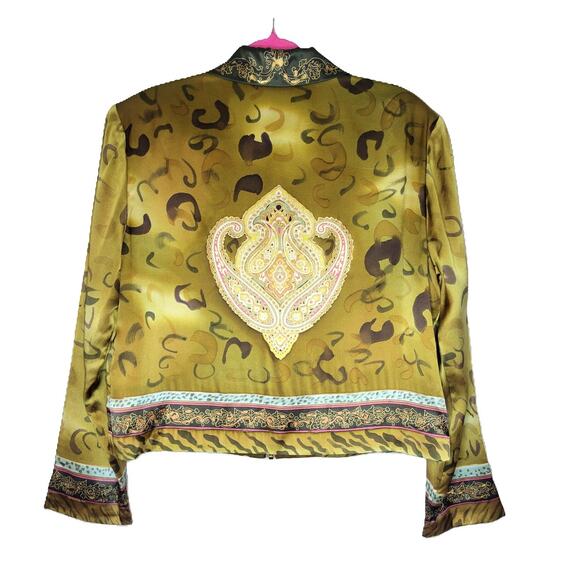 Vintage Ruby Cho Silk Zip Up Embellished Blazer XL - Picture 1 of 9